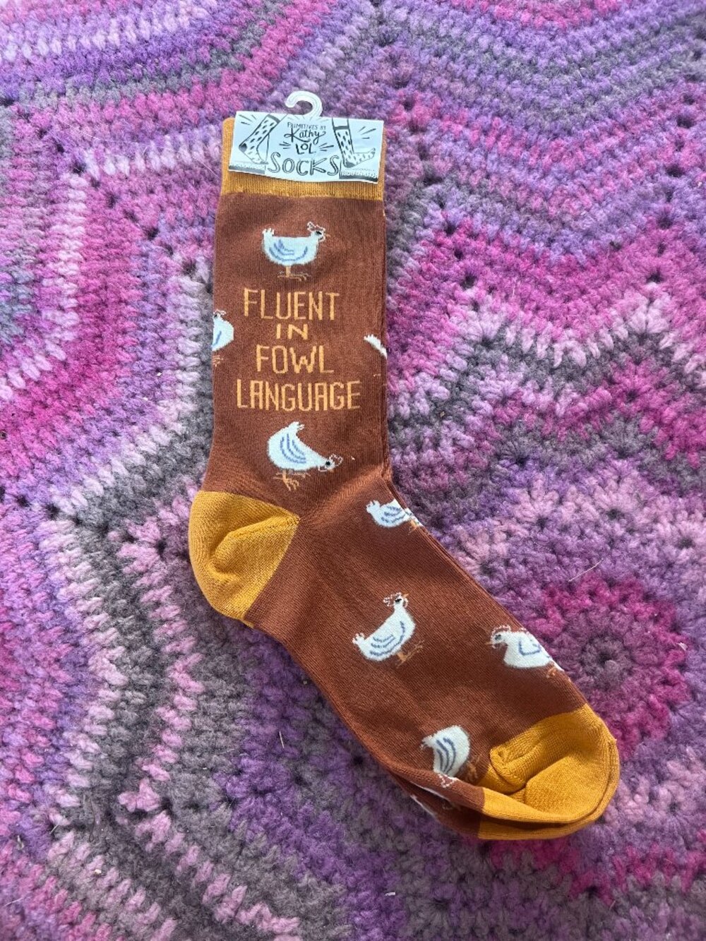 NWT Primitives by Kathy Brown Chicken Socks Fluent in Fowl Language